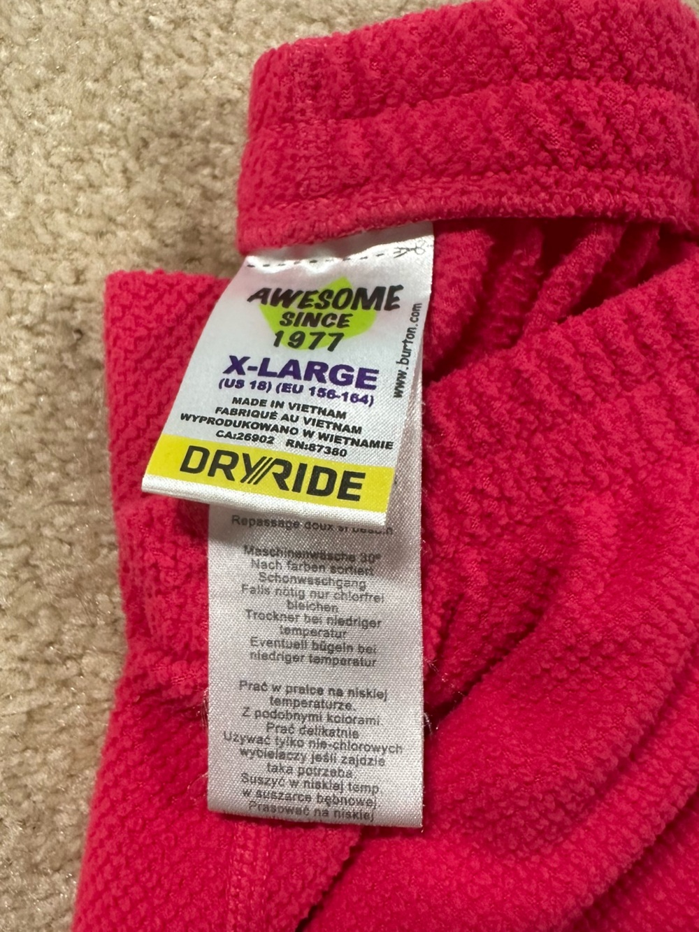 Burton Kids Pink Fleece base layer